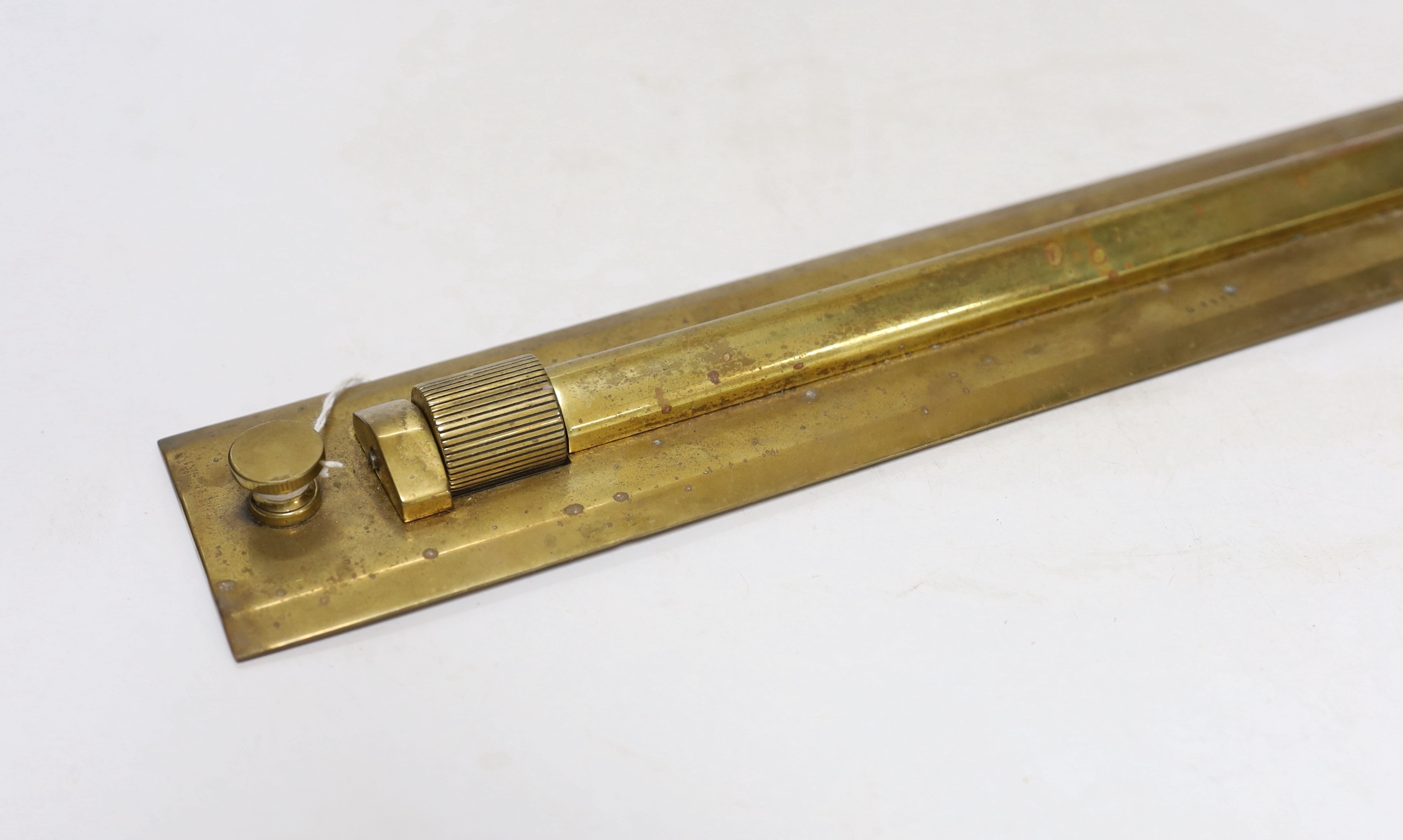 A military brass parallel ruler, Board of Ordnance broad arrow, serial number 3938